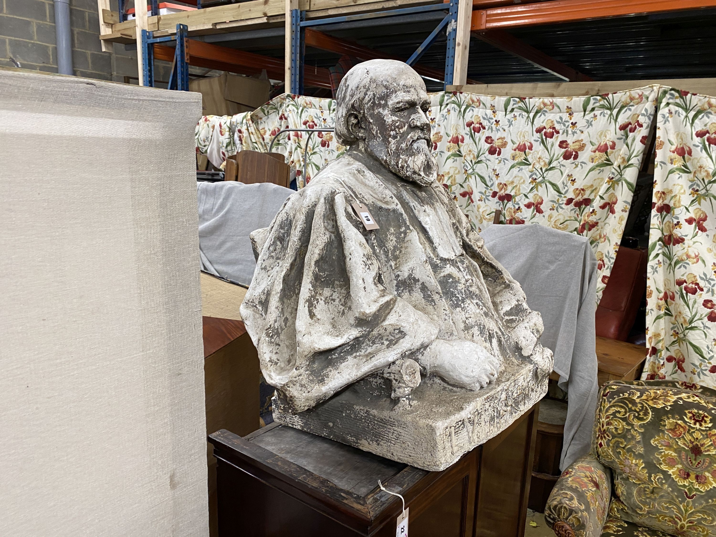 A composition faux marble bust of a gentleman, height 84cm